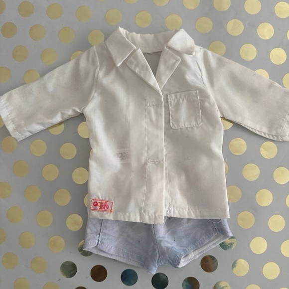 White Shirt and Light Blue doll Shorts Set - Picture 2 of 2